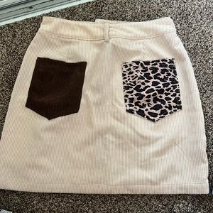 Corduroy tan cheetah skirt
